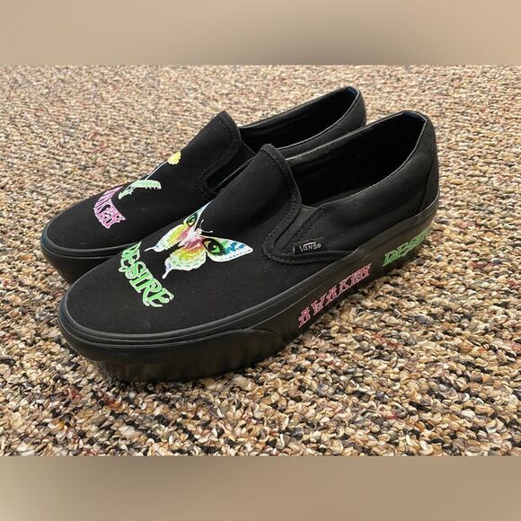 NWOT Vans Black SlipOn Platform Awaken Desire Glow in the Dark  Men 9 women 10.5